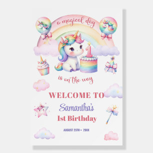 Magical Rainbow Unicorn 1st Birthday Welcome sign