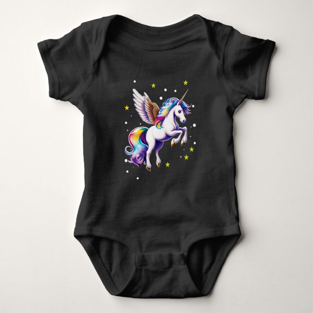 Magical Rainbow Unicorn  Baby Bodysuit (Front)