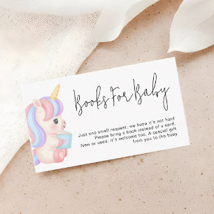 Magical Rainbow Unicorn Baby Shower Books Request Enclosure Card
