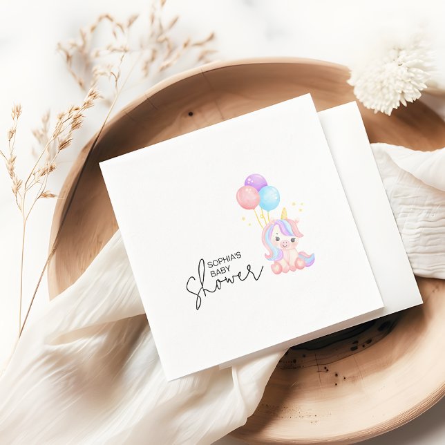 Magical Rainbow Unicorn Baby Shower Party Napkins (Creator Uploaded)