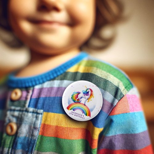 Magical Rainbow Unicorn Birthday Button