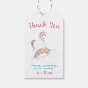 Magical Rainbow Unicorn Birthday Gift Tags by printcreekstudio at Zazzle