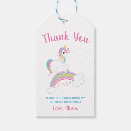 Magical Rainbow Unicorn Birthday Gift Tags