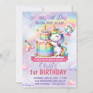 Magical Rainbow Unicorn Birthday Invitation