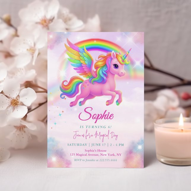 Magical Rainbow Unicorn Birthday Invitation (Creator Uploaded)