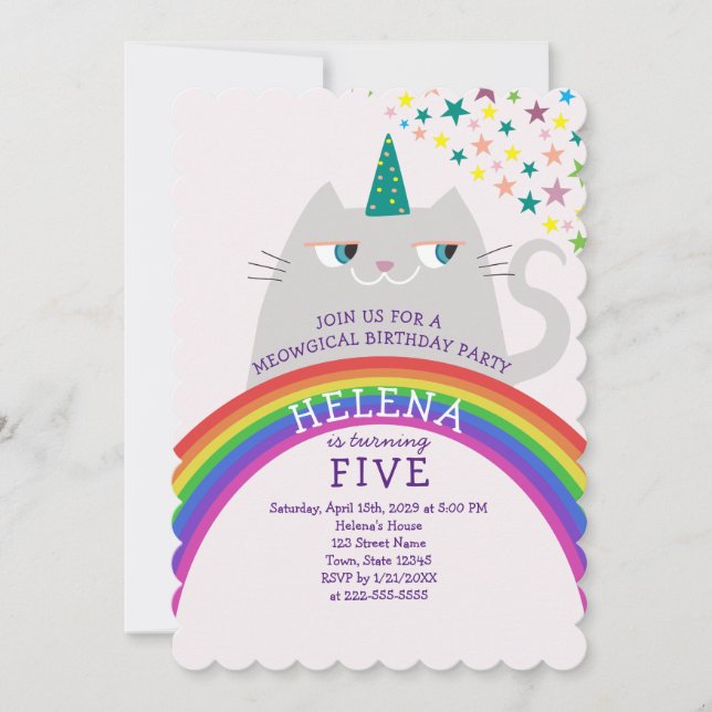 Magical Rainbow Unicorn Birthday Invitation (Front)