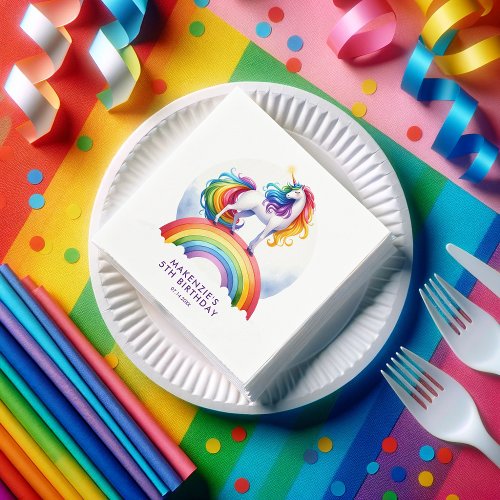 Magical Rainbow Unicorn Birthday Napkins