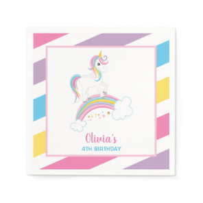 Magical Rainbow Unicorn Birthday Paper Napkins
