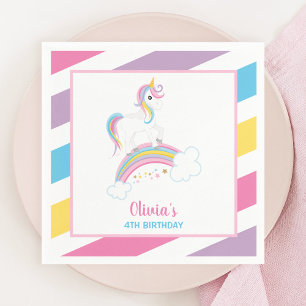 Magical Rainbow Unicorn Birthday Paper Napkins