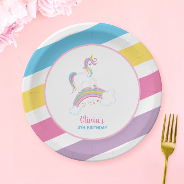 Magical Rainbow Unicorn Birthday Paper Plates (Creator Uploaded)