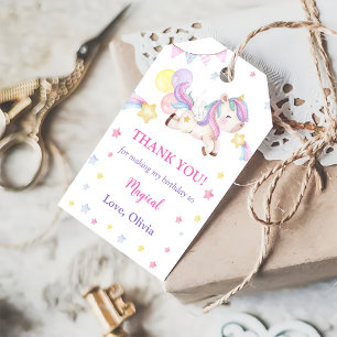 Magical Rainbow Unicorn Birthday Party Gift Tags