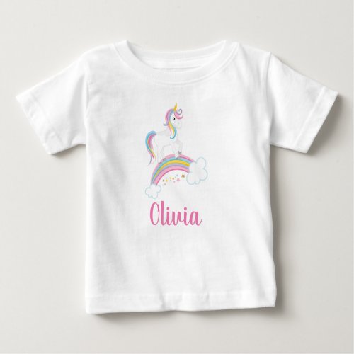 Magical Rainbow Unicorn Birthday Personalized Baby T_Shirt