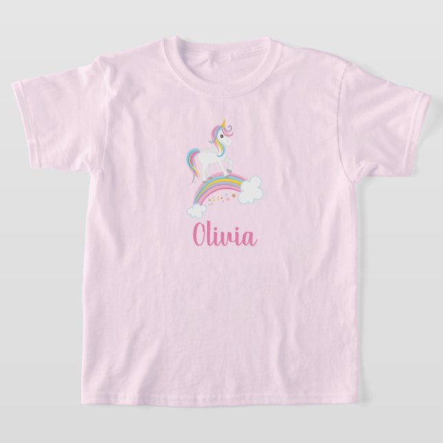 Magical Rainbow Unicorn Birthday Personalized T-Shirt (Laydown)