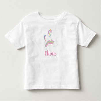 Magical Rainbow Unicorn Birthday Personalized Toddler T-shirt by printcreekstudio at Zazzle