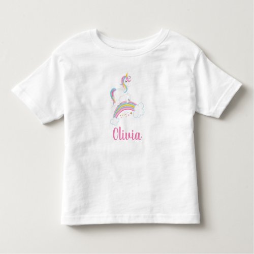 Magical Rainbow Unicorn Birthday Personalized Toddler T_shirt
