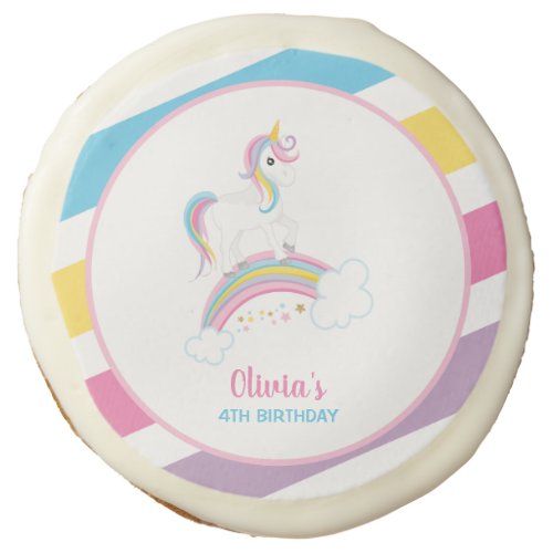 Magical Rainbow Unicorn Birthday Sugar Cookie