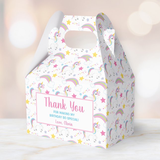 Magical Rainbow Unicorn Birthday Thank You Favor Boxes (Creator Uploaded)