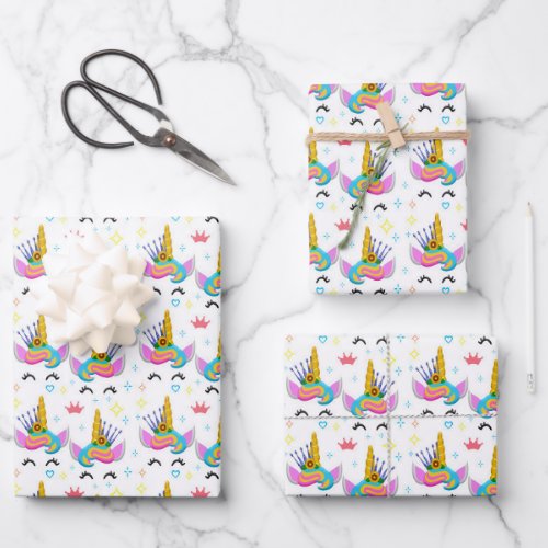 Magical Rainbow Unicorn Birthday Wrapping Paper Sheets