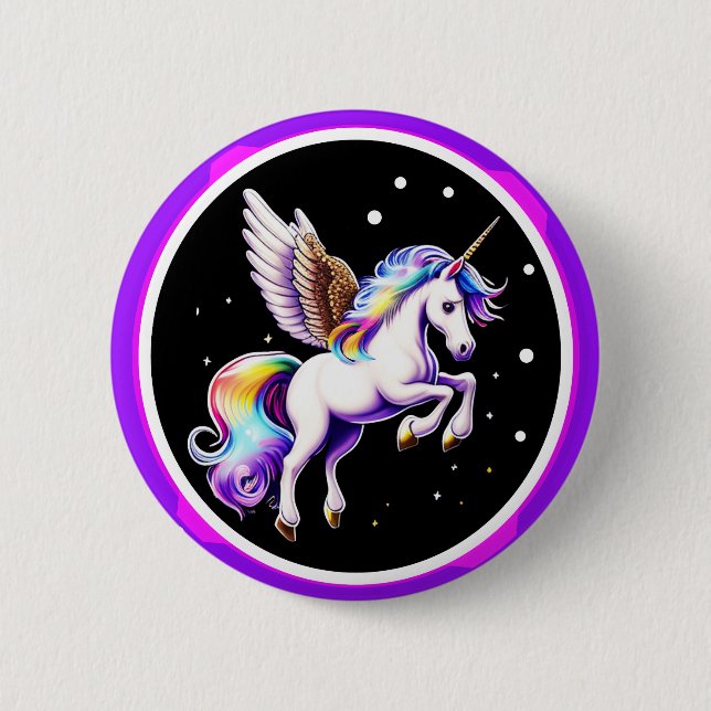 Magical Rainbow Unicorn  Button (Front)