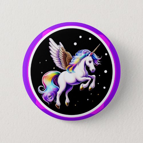 Magical Rainbow Unicorn  Button