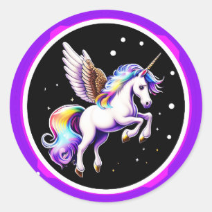 Magical Rainbow Unicorn Classic Round Sticker