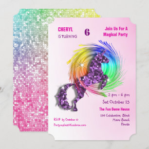 Magical Rainbow Unicorn Cute Girly Party Invite