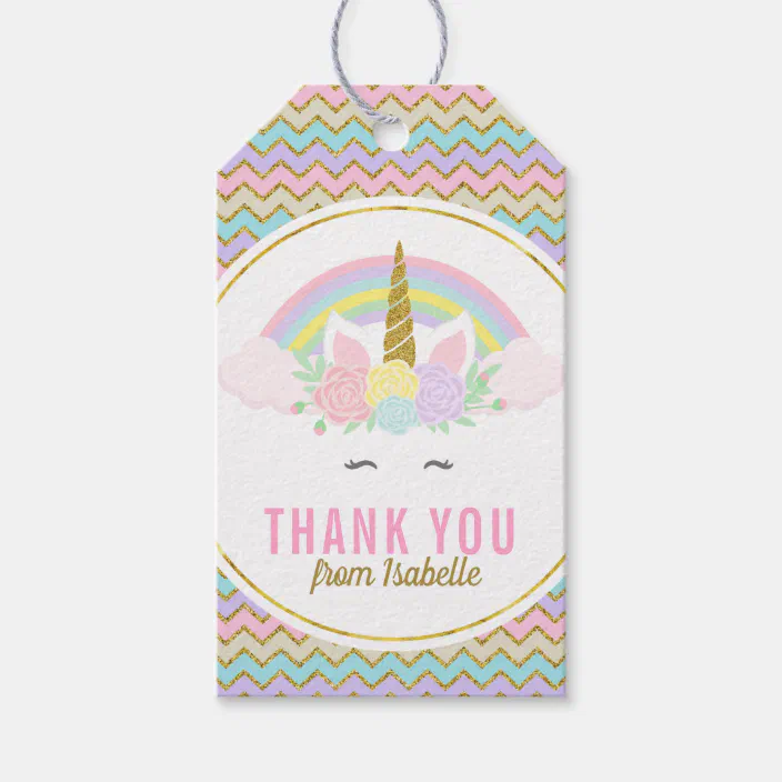 Colourful Chevrons Unicorn Party Thank You Cards 