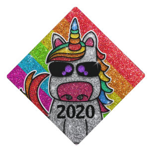 Magical Rainbow Unicorn Glitter Class of 2020 Graduation Cap Topper