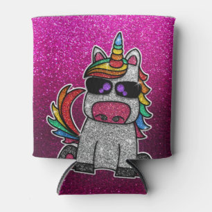 Magical Rainbow Unicorn Glitter Whimsical Birthday Can Cooler
