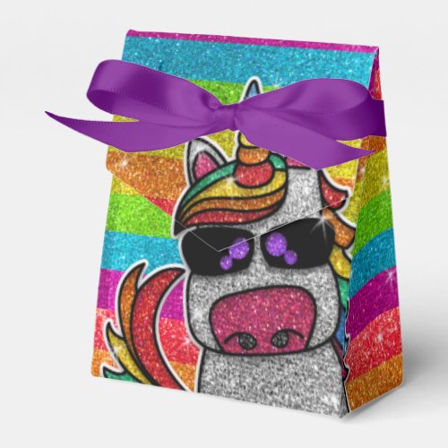 Magical Rainbow Unicorn Glitter Whimsical Birthday Favor Boxes