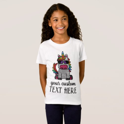 Magical Rainbow Unicorn Glitter Whimsical Birthday T_Shirt