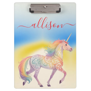 Magical Rainbow Unicorn name Personalized Clipboard