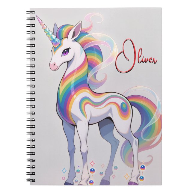 Magical Rainbow Unicorn name Personalized  Notebook (Front)