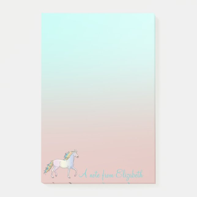 Magical  Rainbow Unicorn, Ombre -Personalized Post-it Notes (Front)