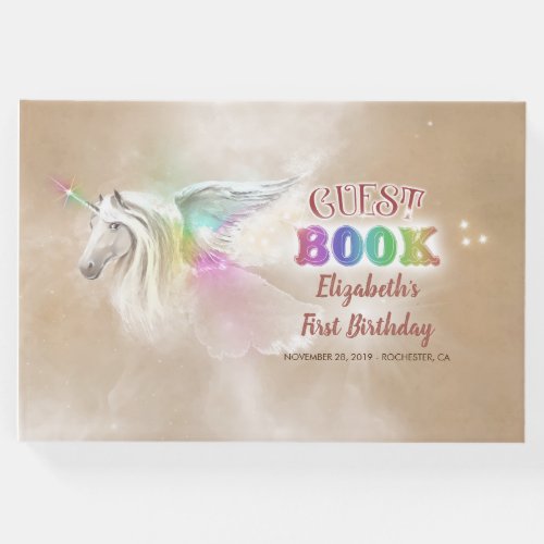 Magical Rainbow Unicorn Party Guest Book - Unicorn birthday party guest book