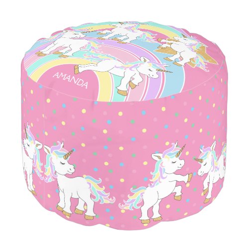 Magical Rainbow Unicorn Pattern Pouf