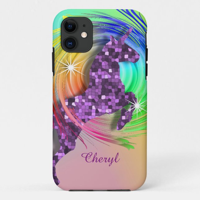 Magical Rainbow Unicorn Personalized Case-Mate iPhone Case (Back)