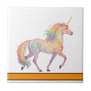Magical Rainbow Unicorn Personalized Ceramic Tile
