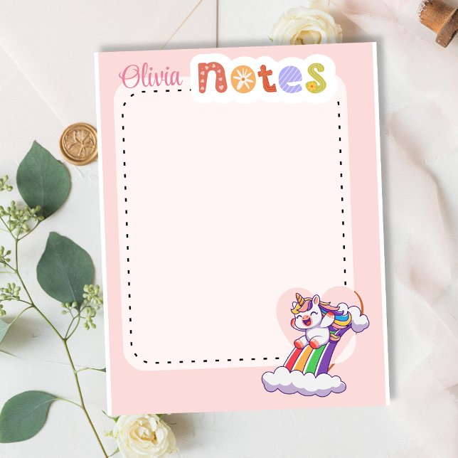 Magical Rainbow Unicorn Personalized cute Notepad (Creator Uploaded)