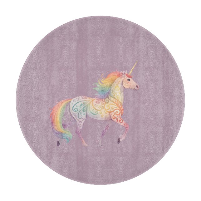 Magical Rainbow Unicorn  Personalized  Cutting Board (Front)