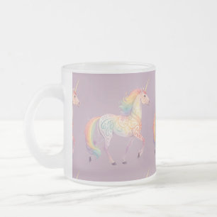 Magical Rainbow Unicorn Personalized Frosted Glass Coffee Mug