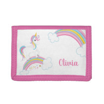 Magical Rainbow Unicorn Personalized Girls Trifold Wallet Magical Rainbow Unicorn Personalized Girls Trifold Wallet