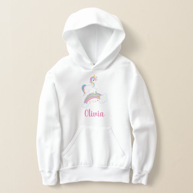 Magical Rainbow Unicorn Personalized Hoodie (Laydown)