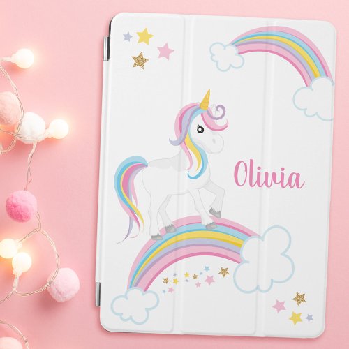 Magical Rainbow Unicorn Personalized iPad Air Cover