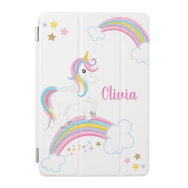 Magical Rainbow Unicorn Personalized iPad Mini Cover (Front)