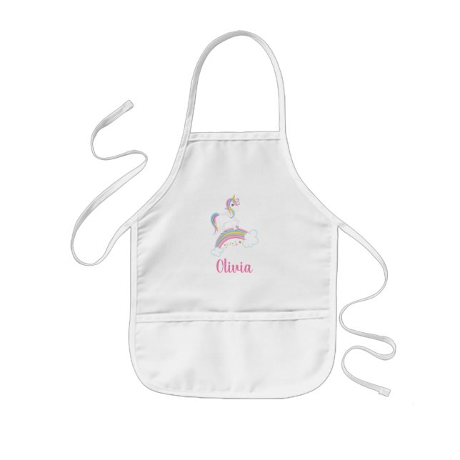 Magical Rainbow Unicorn Personalized Kids' Apron (Front)