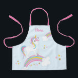 Magical Rainbow Unicorn Personalized Kids Apron<br><div class="desc">This cute unicorn kids apron features a fun design with stars and a rainbows. Personalize with her name to make a fun gift for a girl!</div>