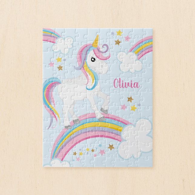 Magical Rainbow Unicorn Personalized Kids Jigsaw Puzzle (Creator Uploaded)