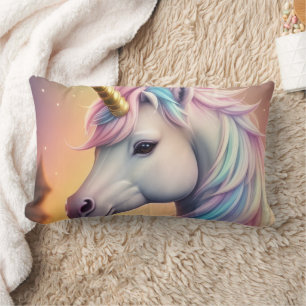 Magical Rainbow Unicorn Personalized Lumbar Pillow