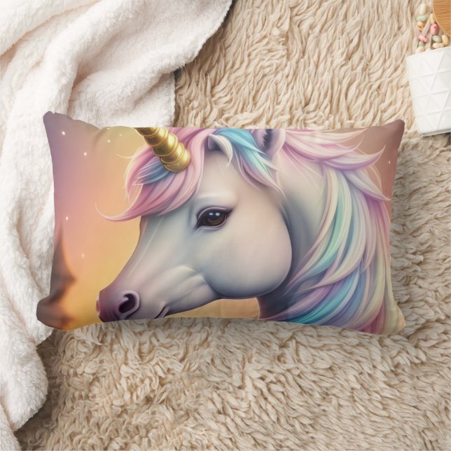 Magical Rainbow Unicorn Personalized Lumbar Pillow (Blanket)